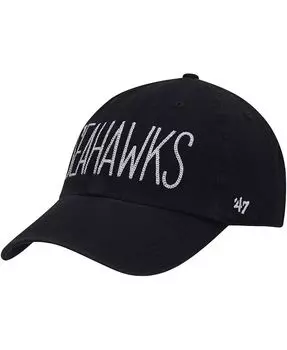 Женская регулируемая кепка черного цвета с блестками и текстом Seattle Seahawks '47 '47 Brand, черный