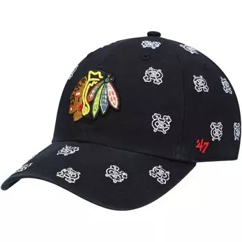 Женская регулируемая кепка черного цвета с конфетти '47 Chicago Blackhawks
