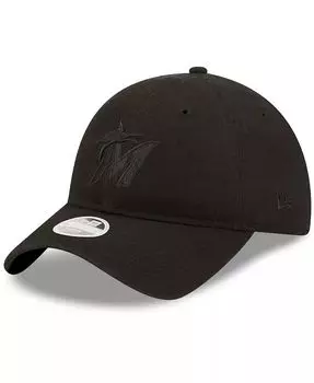 Женская регулируемая кепка Miami Marlins Black on Black Core Classic II 9TWENTY New Era, черный