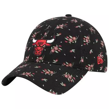 Женская регулируемая кепка New Era Black Chicago Bulls Bloom с принтом 9TWENTY New Era
