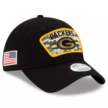 Женская регулируемая кепка New Era Black Green Bay Packers 2021 Salute To Service 9TWENTY New Era