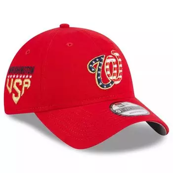 Женская регулируемая кепка New Era Red Washington Nationals 2023, четвертое июля 9TWENTY New Era