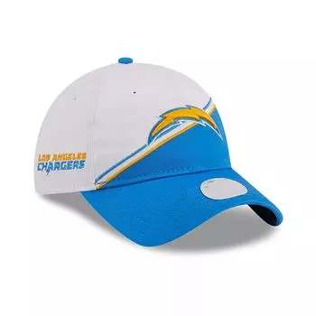 Женская регулируемая кепка New Era White/Powder Blue Los Angeles Chargers 2023 Sideline 9TWENTY New Era