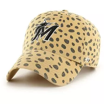 Женская регулируемая шляпа коричневого цвета Miami Marlins Cheetah Clean Up '47
