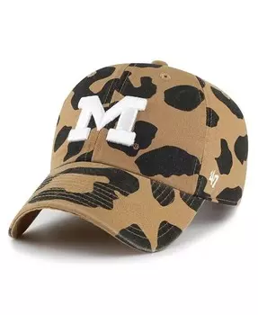 Женская регулируемая шляпа Michigan Wolverines Rosette Leopard Clean Up '47 Brand, коричневый