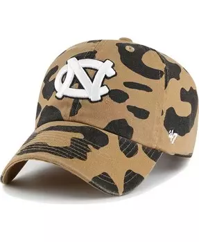 Женская регулируемая шляпа с леопардовым принтом North Carolina Tar Heels Rosette '47 Brand, коричневый