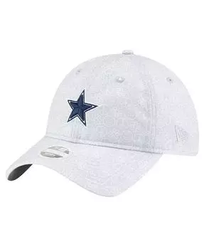 Женская регулируемая шляпа Silver Dallas Cowboys Smiley 9TWENTY New Era, серебряный