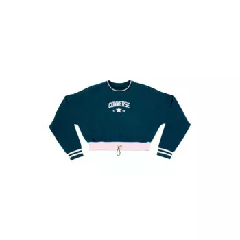 Женская ретро спортивная нейлоновая толстовка с капюшоном Converse Sweatsty, тёмно-синий