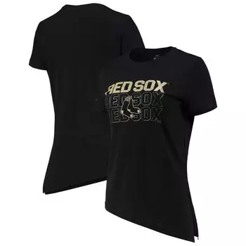 Женская ровная одежда, черная асимметричная футболка Boston Red Sox Birch Delta