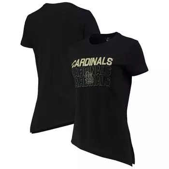 Женская ровная одежда, черная асимметричная футболка St. Louis Cardinals Birch Delta
