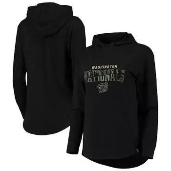 Женская ровная одежда, черный пуловер с капюшоном Washington Nationals Vivid Scuba Neck