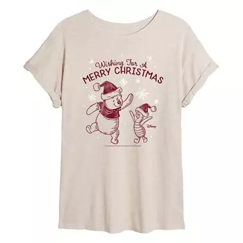Женская рождественская футболка Disney's Winnie The Pooh Licensed Character, бежевый