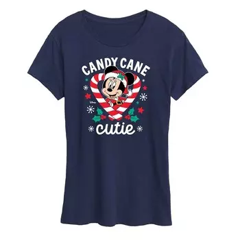 Женская рождественская футболка с рисунком Минни Маус Disney's "Candy Cane Cutie", темно-синий