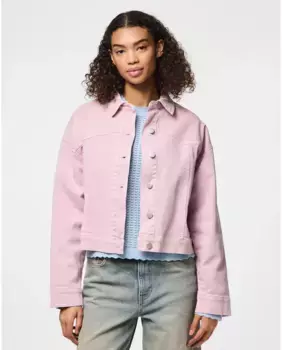 Женская розовая джинсовая куртка Pieces, светло-розовый