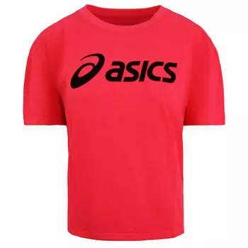 Женская розовая футболка с большим логотипом Asics, розовый
