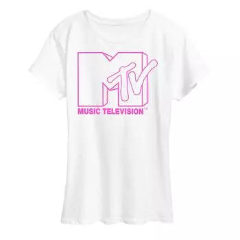 Женская розовая футболка с графическим логотипом MTV Licensed Character, белый