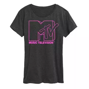 Женская розовая футболка с графическим логотипом MTV Licensed Character, темно-серый