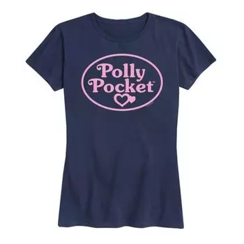 Женская розовая футболка с логотипом Polly Pocket, синий