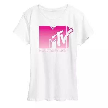 Женская розовая футболка с рисунком MTV с эффектом омбре Licensed Character, белый
