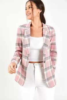 Женская розовая куртка на одной пуговице в клетку armonika, розовый