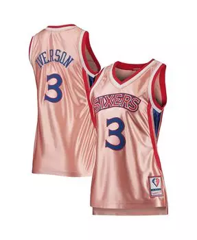 Женская розовая майка Allen Iverson Philadelphia 76ers 75th Anniversary Rose Gold 1996 Swingman Mitchell & Ness, розовый