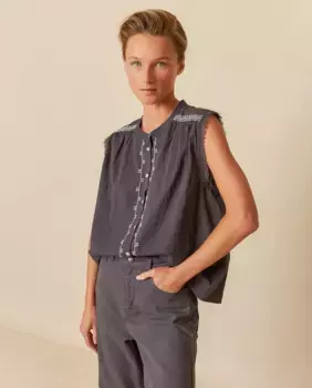 Женская рубашка без рукавов с круглым вырезом Indi & Cold, темно-серый