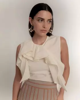 Женская рубашка без рукавов с рюшами Dolores Promesas, светло-бежевый