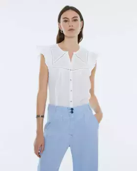 Женская рубашка без рукавов с воротником-стойкой Andam, белый