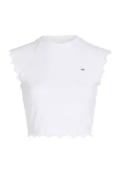 Женская рубашка без рукавов с вышивкой логотипа TOMMY Jeans, цвет Ybr White