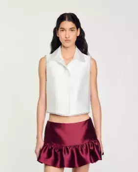 Женская рубашка без рукавов со стразами Sandro, белый