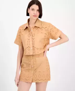 Женская рубашка Boxy Eyelet Avec Les Filles, оранжевый