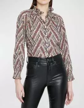 Женская рубашка Calisto Printed с пуговицами спереди, разноцветная Veronica Beard, мультиколор