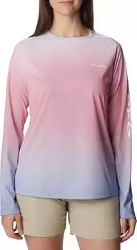 Женская рубашка Columbia с длинным рукавом с принтом и дефлектором приливов, фиолетовый