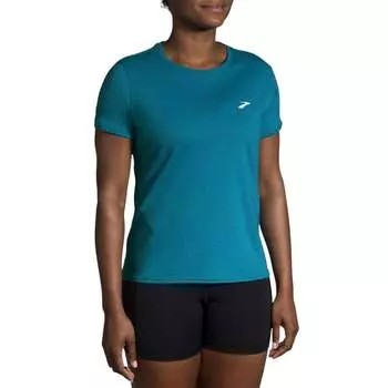 Женская рубашка Distance Short Sleeve 2.0 в Heather Lagoon BROOKS