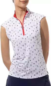 Женская рубашка для гольфа без рукавов SanSoleil Solcool с воротником-стойкой, темно-синий