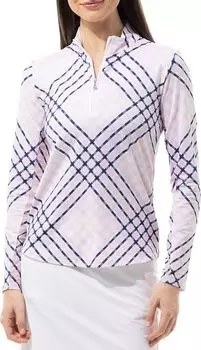 Женская рубашка для гольфа Sansoleil SoltekIce с длинным рукавом и принтом с воротником под горло, розовый