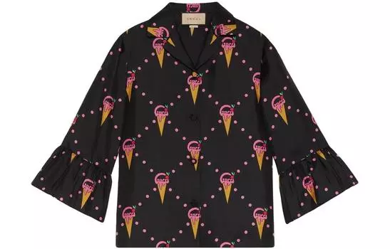 Рубашка женская Gucci с принтом, черный / розовый