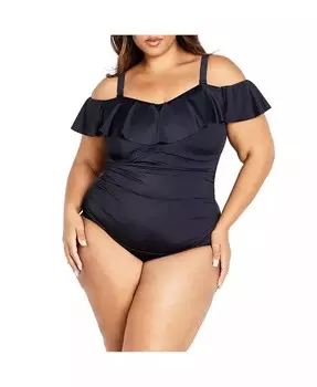 Женская рубашка Ingrid с рюшами, 1 шт CITY CHIC, черный