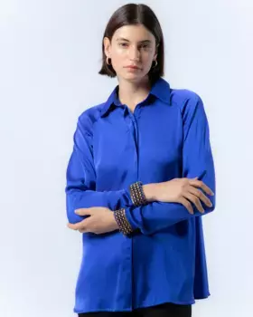 Женская рубашка из атласной ткани Cecilia Niza, синий