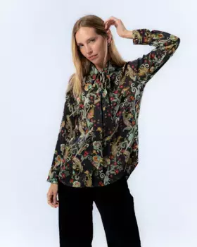 Женская рубашка из атласной ткани с принтом пасили Джульета Niza, черный