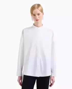 Женская рубашка из двойного поплина с воротником-стойкой Emporio Armani, белый