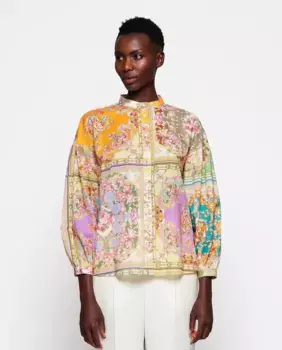 Женская рубашка из хлопка с цветочным принтом в клетку Mirto, многоцветный