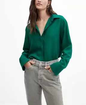 Женская рубашка из лиоцелла MANGO, зеленый