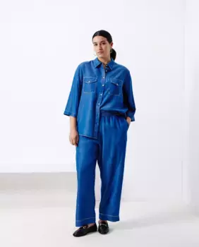 Женская рубашка из лиоцелла с коротким рукавом Couchel, бледно-голубой