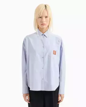Женская рубашка из лиоцеллового поплина с длинными рукавами Armani Exchange, светло-голубой