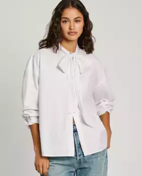 Женская рубашка из поплина с бантом на шее Pepe Jeans, белый