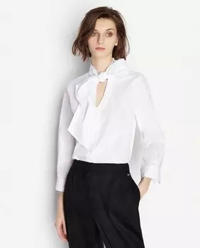 Женская рубашка из поплина с бантом на шее Armani Exchange, белый