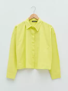 Женская рубашка из поплина с длинным рукавом и принтом на пуговицах спереди LCW Casual