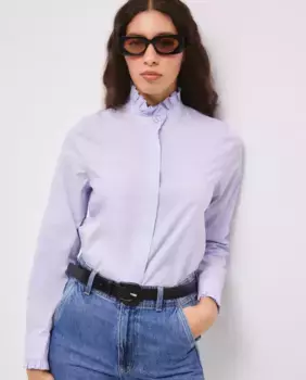 Женская рубашка из поплина с длинными рукавами и рюшами Tintoretto, цвет 410 Azul Claro