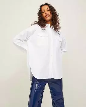 Женская рубашка из поплина с длинными рукавами и передними карманами Jack & Jones, белый